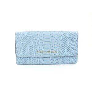 Dooney & Bourke Light Blue Snake Embossed Leather Clutch Purse